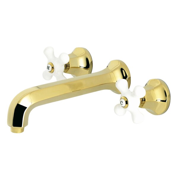 Roman Tub Faucet, Polished Brass, Wall Mount